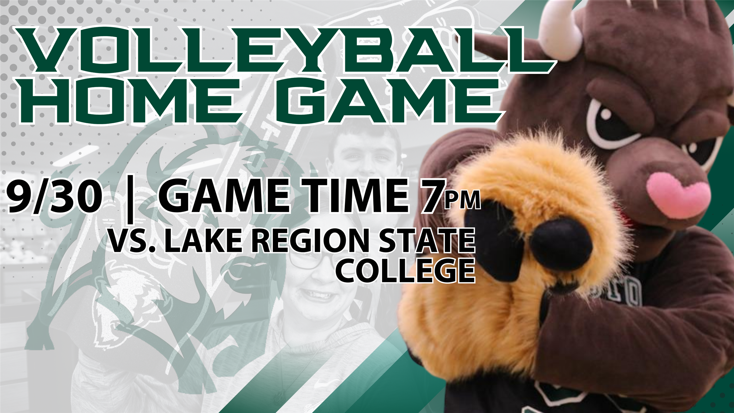 Promotional graphic for Williston State College Teton Volleyball vs. Lake Region State College